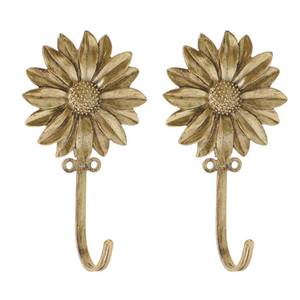 lot 3577 image: SOFFEE DESIGN 2pcs Golden Single Hooks 3D Flower Retro Style for Room Wall Mounted Decoration, Coat Hat Scarf Hanging Entry Heavy Duty Hooks, Home Decor