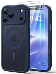 lot 3578 image: JJL for iPhone 17 Pro Case with 2 Pack Screen Protectors, Compatible with MagSafe, Full Camera Protection, Translucent Matte Magnetic Phone Cover, Deep Blue
