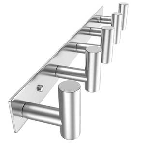 lot 3589 image: VAEHOLD Silvery Hat and Coat Wall Mount Rack - 5 Hooks for Robes, Bags, Keys, and Towels - Bathroom Towel Hanger Organizer (1 Pack)