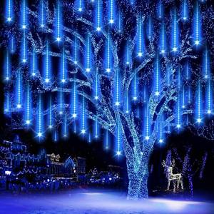 lot 3600 image: ZROPAW Christmas Lights Outdoor,24 Tubes 864 LED Meteor Shower Lights 12Inch, Waterproof Icicle Light Outdoor Christmas Decorations for Xmas Tree Yard Party, UL Plug, Blue