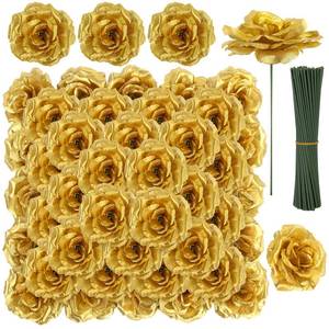 lot 3606 image: LELEE Rose Head Flowers with Stem - 108pcs Gold Rose Artificial Flowers Bulk - 3.1 Silk Roses Fake Flower for Wedding Bouquet Party Home Decor DIY Baby Shower Centerpieces Tables Decoration