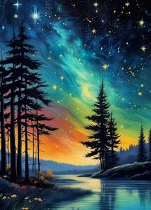 lot 3607 image: FOXKISS Tree Star Diamond Art Painting Kits for Adults Full Drill Diamond Dots Paintings for Beginners, Round 5D Paint with Diamonds Pictures Gem Art Painting Kits DIY Crafts Kits 12x16inch
