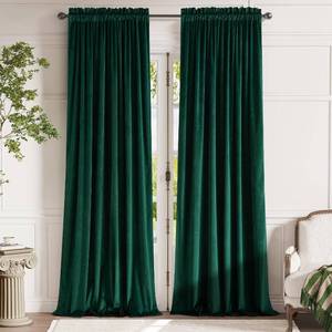 lot 3611 image: jinchan Emerald Green Velvet Curtain for Living Room Darkening Bedroom Curtains 96 Inch Long Thermal Insulated Blackout Curtain Single Panel, Soft Luxury Vintage Window Covering Rod Pocket 1 Panel