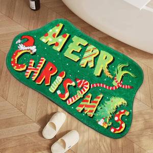 lot 3614 image: Vynium 2026 Christmas Bathroom Rug, Green Non-Slip Christmas Bath Mat - Super Soft Absorbent Holiday Decor for Bathroom, Kitchen, Sink - 14x25 Inch (14x25)