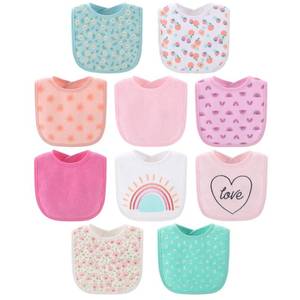 lot 3621 image: The Peanutshell Baby Girl Terry Bib Set of 10-100% Cotton, Soft, Absorbent Baby Bibs for Girls, Toddler Baby Girl Bibs Set, Newborn & Infant Bib - Rainbow Floral