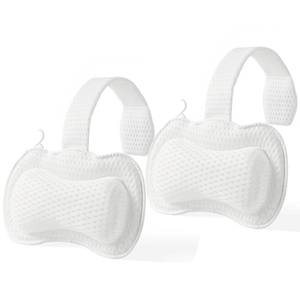 lot 3626 image: Hugabow 2-Pack Ergonomic Pillow for Hot Tub, Spa, and Chaise Lounge - Universal Headrest & Neck Support Cushion, Adjustable Height with Long Strap, Easy Drying with Hook (2-Pack)