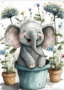 lot 3627 image: FOXKISS Baby Elephant Diamond Art Painting Kits for Adults, Full Drill Diamond Dots Paintings for Beginners, Round 5D Paint with Diamonds Pictures Gem Art Painting Kits DIY Crafts Kits 12x16inch