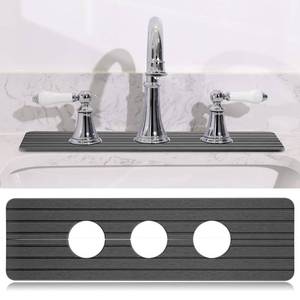 lot 3647 image: Teenyyou 3 Hole Gray Faucet Mat for Kitchen Sink 16.1 x 5 Kitchen Faucet Absorbent Mat Diatomite Splash Guard for Sink Quick Drying Stone Drip Catcher for Bathroom Counter
