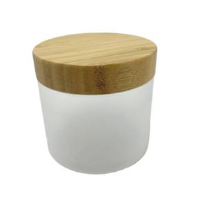 lot 3649 image: BEECO GIF2U Empty Bamboo Lid Jar 16oz500g,Refilable Plastic Round Cosmetic Containers for Powder,Body Butter,Cream,Lotion,Wide Mouth Makeup Sample Storage Pot Dispenser(Frost)