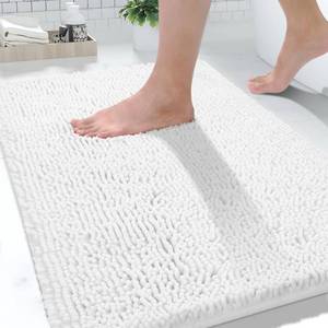 lot 3659 image: Yimobra Large Bathroom Rugs 36x24, Non Slip Bath Mat for Tub, Shaggy Rug Floor Carpet, Extra Soft Super Absorbent Quick Dry, Machine Washable,White