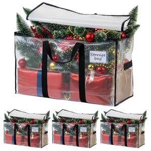 lot 3664 image: TAILI Extra Large Moving Bags, 4 Pack Clear Heavy Duty Totes for Storage with Visible Window, Wrap Around Handles, Storage Bags for Space Saving, Alternative to Moving Boxes