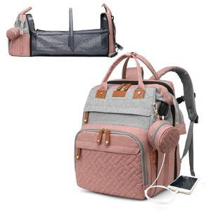 lot 3672 image: Astro alan Baby Diaper Bags with Changing Station, Waterproof Diaper Bag Backpack for Moms Dads with USB Charging Port, Baby Shower Gifts, Large Capacity diaper backpack, Grey Pink