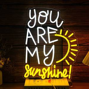 lot 3674 image: BNEMCEZH You Are My Sunshine Neon Sign Dimmable Pretty Sunshine Neon Light for Wall Decor USB Powered Sunrise Led Light Up Sign for Wedding Bedroom Lovers Party Celebrate Decor