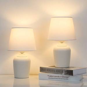 lot 3679 image: Sucolite Small 11.8 Table Lamps Set of 2, Bedside Nightstand Lamps for Bedroom Kids Room, Cute Desk Lamps with Studded Texture Base for Reading Nursery Living Room Office, White