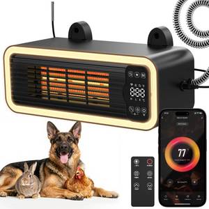 lot 3686 image: Smart WiFi Dog House Heater with Thermostat, 1200W Chew-Proof Outdoor Safe Pet Heater for Kennels, Eco-Mode & Soft Light