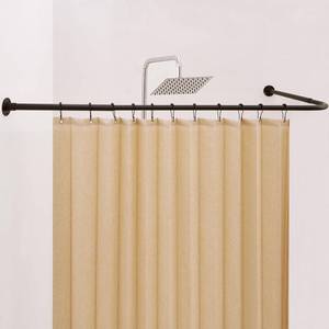 lot 3689 image: Crkmire Corner Shower Curtain Rod, 24-37 x 24-37 L Shaped Rust Proof Adjustable 90 Degree Right Angled Curved Bathroom Curtain Rod with 12 Hooks and Ceiling Support