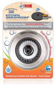 lot 3690 image: SinkShroom Revolutionary Clog-Free Sink Strainer Basket with Stopper, Stainless Steel