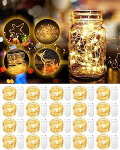 lot 3691 image: 20 Pack Fairy Lights Battery Operated, 3.3ft 20 LED Mini String Lights Twinkle Lights Copper Wire Firefly Starry Lights for Mason Jars Wedding Party Christmas Centerpiece Table Decorations, Warm White