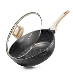 lot 3693 image: CAROTE 101212.5 Inch Nonstick Deep Frying Pan with Lid, Jumbo Cooker Saute Pan with Pour Spout, Skillet Induction Cookware, Non Stick Cooking Pan PFOA Free, Classic Granite