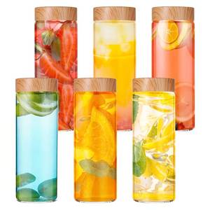 lot 3699 image: wutfuooo 6 Pack Glass Bottles with Lids 12 oz Juicing Bottles Reusable Glass Wide Mouth Juice Bottle for Juicing Airtight Leak Proof Drinking Milk Water Bottle for Juice Tea Milk Storage
