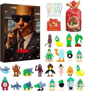 lot 3705 image: Italian Brainrot Christmas Advent Calendar 2025,24 Days Christmas Countdown Calendar with Brainrot Meme Shark Figures Toys ,Funny Animals,Unique Key Chain,Decorations Gifts for Fans Office Room Figurine Decor (24Pcs)