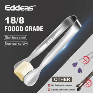 lot 3723 image: Eddeas Mini Tongs For Serving Food Set fo 8 Small Tongs For Appetizers Small Stainless Steel Metal Cooking Tong for Tea Party Coffee Bar, 4 inch Sugar Tong - Silver