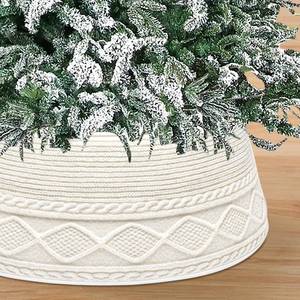 lot 3742 image: Malier Christmas Tree Collar, 30 Knit Xmas Tree Collar, Christmas Tree Collars for Artificial Trees, 11 Extra Tall Tree Stand Base Cover Ring Skirt for 6 ft 9 ft Tree (White, 11H x 30 W)