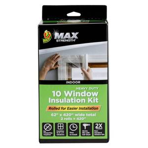 lot 3743 image: Duck MAX Strength Window Insulation Kit, Winter Window Seal Kit Fits up to 10 Windows, Heavy Duty Shrink Film Cuts to Size for Easy Indoor Installation,62 In. x 420 In., Clear