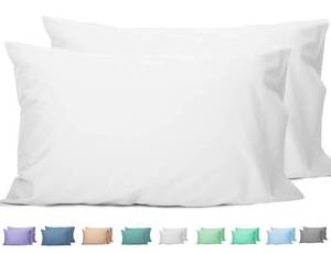 lot 3747 image: Sunflower Queen Pillowcases Set of 2, 100% Cotton Queen Pillow Cases 2, 20 x 30 inches Bright White, Soft and Breathable