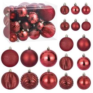lot 3752 image: 36 Pieces Christmas Ball Decoration Set, Shatterproof Hanging Christmas Xmas Tree Ornaments, Indoor & Outdoor Decoration for Wreath and Party Decorations (Red)
