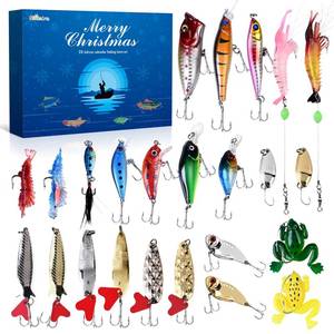 lot 3758 image: Shemira Fishing Advent Calendar 2025, Fishing Lure Advent Calendar 2025, Advent Calendars 2025 Adult for Men, 24 Days Christmas Countdown Advent Calendar, Christmas Gifts for Men Teen Boys Dad Husband