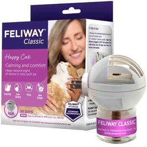 lot 3763 image: FELIWAY Classic 30 Day Cat Calming Plug In Pheromone Diffuser Starter Kit, 48ml - Helps Reduce Common Signs of Stress in Cats & Kittens, Enhanced Calming