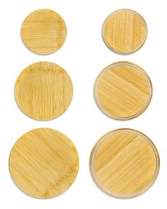 lot 3766 image: TERESRY Replacement Wooden Lids for Pyrex, Anchor Hocking Glass Containers 7200  2 7201-PC2 7402-PC2, Bamboo Lids for Pyrex 2Cup 4Cup 7Cup Glass Bowls, Bowl Covers 6 Pack