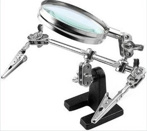 lot 3773 image: Helping Hands Magnifier Stand with Dual Alligator Clips Adjustable FEITA 5X Magnifying Glass Perfect for Soldering, Crafting, Hobby, Micro Objects