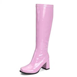 lot 3785 image: Womens Go Go Boots Over The Knee Block Heel Zipper Boot Winter Shoes Pink-39(245US8.5)