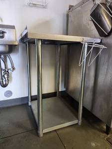 lot 6507 image: Profeeshaw Commercial Stainless Steel Prep Table Model PSW-2430SB