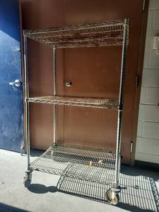 lot 6520 image: 3-Tier Rolling Metal Wire Storage Rack