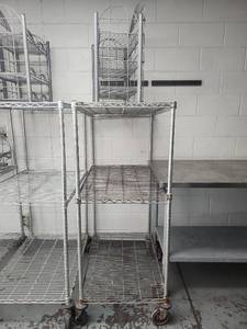 lot 6525 image: 3-Tier Rolling Metal Wire Storage Rack