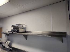 lot 6535 image: Commercial Waffle Maker and Mounted Shelving Unit