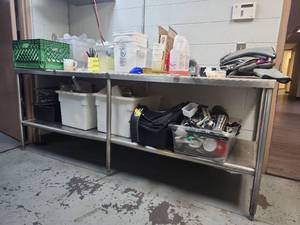 lot 6541 image: Commercial Stainless Steel Prep Table - CONTENTS NOT INCLUDED