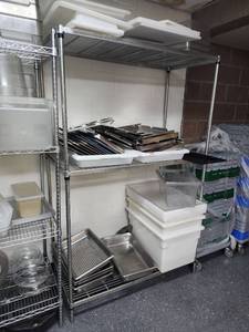 lot 6544 image: 3-Tier Commercial Chrome Wire Shelving Unit - CONTENTS NOT INCLUDED