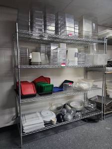 lot 6548 image: 4-Tier Commercial Chrome Wire Shelving Rack - CONTENTS NOT INCLUDED