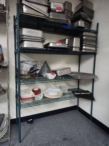 lot 6552 image: 4-Tier Commercial Wire Storage Shelving Unit - CONTENTS NOT INCLUDED