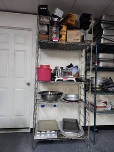 lot 6555 image: 4-Tier Industrial Wire Shelving Unit&nbsp- CONTENTS NOT INCLUDED