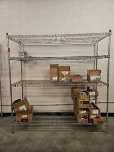 lot 7030 image: 4-Tier Commercial Wire Shelving Unit W Contents