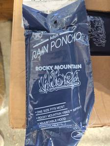 lot 7083 image: Bulk Lot of Rocky Mountain Vibes Rain Ponchos