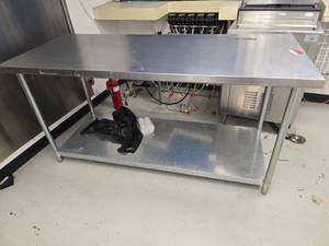 lot 7163 image: 6ft Commercial Stainless Steel Prep Table with Undershelf