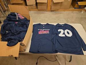 lot 7169 image: Rocky Mountain Vibes Baseball T-Shirts &amp Long Sleeves - Varying Sizes