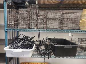 lot 6571 image: Bulk Lot of Metal Wire Storage Baskets and Decorative Serving Trays