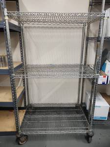 lot 6602 image: 3-Tier Commercial Wire Shelving Unit with Wheels